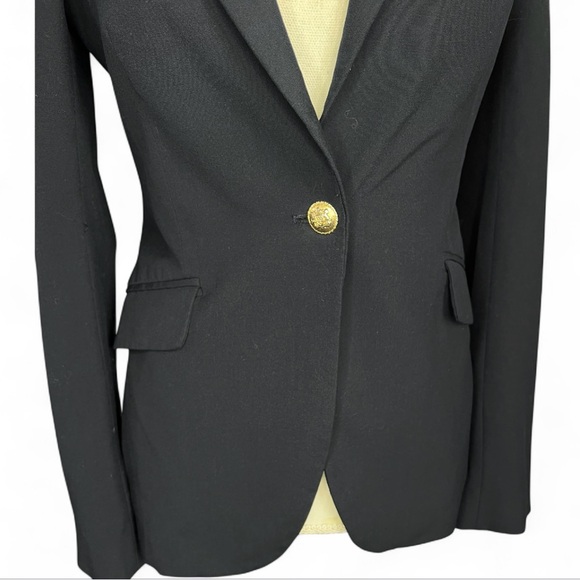 Zara navy puff sleeve blazer fitted office siren workwear academia preppy - Picture 3 of 9
